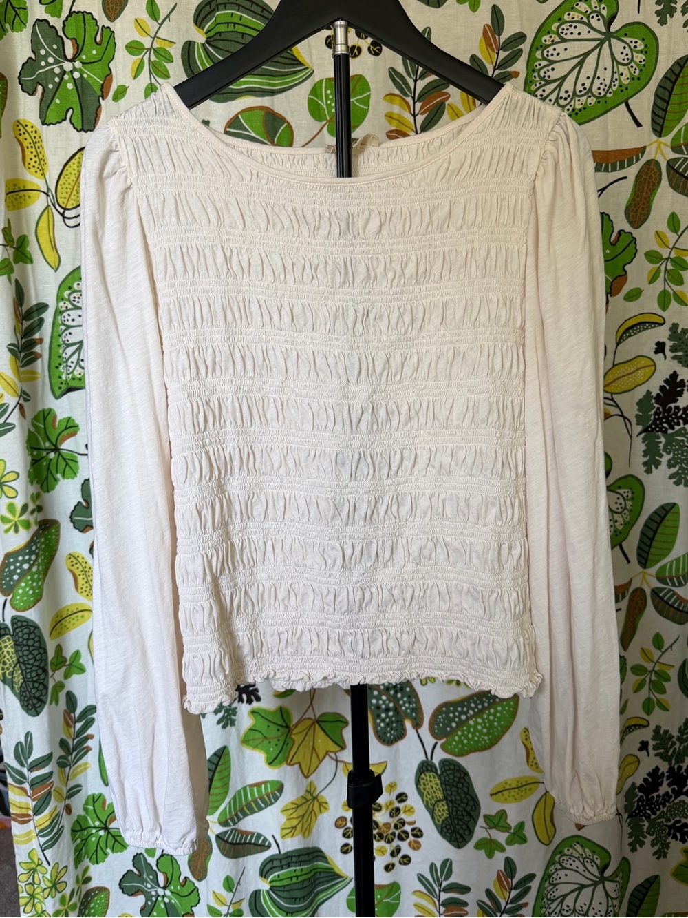 Madewell XL White Smocked Long Sleeve Peasant Top